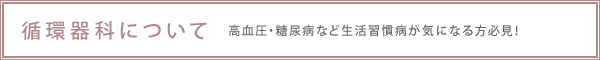 循環器科について　高血圧・糖尿病など生活習慣病が気になる方必見！